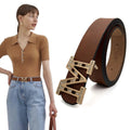 Ladies Diamond Belt Fashion M Buckle Belt PU Waist Belts for Ladies