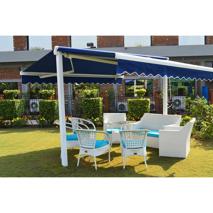 Motorized Free-Standing Aluminum Awning 40x40mm Steel Frame with 420D/600D All-Weather Canopy Outdoor Patio Tent