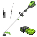 60V 16" Cordless Battery String Trimmer (Attachment Capable) and 16" Hedge Trimmer Attachment Combo Kit: 4.0 Ah Battery and Charger MegaBDM