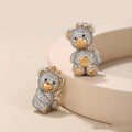 1113 Xuping Fashion Hips Hops Jewelry Women Girls Gold Tone Bling Rhinestone Iced Out Copper Alloy Little Cute Bear Pendant