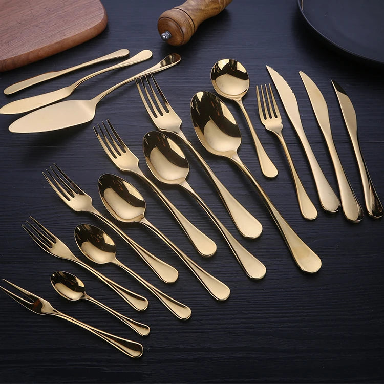Luxury Spoons Forks Hotel Flatware Stainless Steel Serving Cutlery Set for Restaurants