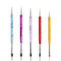 Hot Sale 5Pcs Different Color Handle Oval Gel Brush #2 #4 #6 #8 #10 Nail Brush Set with Dotting Tools