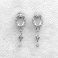 Sterling Silver 5*7mm Semi Mount Stud Eardrops Empty Frame Support Blank Setting S925 Base Without Center Stone DIY for Inlay
