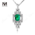 Messi Jewelry Customized MSN-047 18k White Gold 0.6ct Lab Created Emerald Diamond Necklace