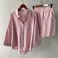 New Arrivals 2-piece Women's Loose Mini Shorts Set Two-piece Cotton Linen Summer Shorts and Shirt Set