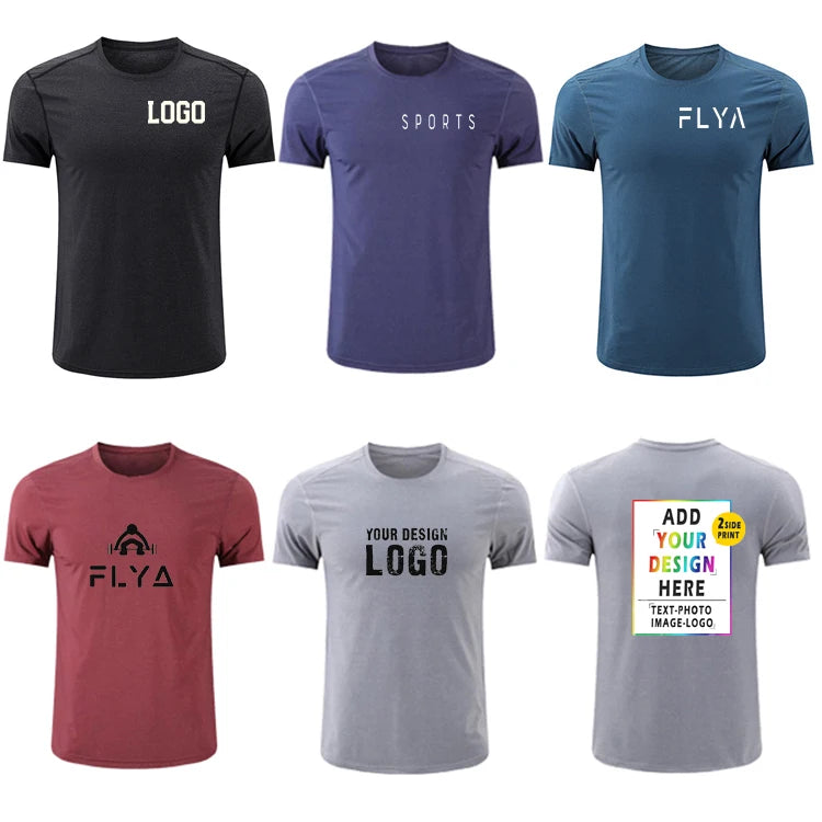 Custom Workout T Shirt Male Gym Athletic Sports Wear Active Fitness Men Quick Dry Spandex Polyester T-Shirts Wholesale