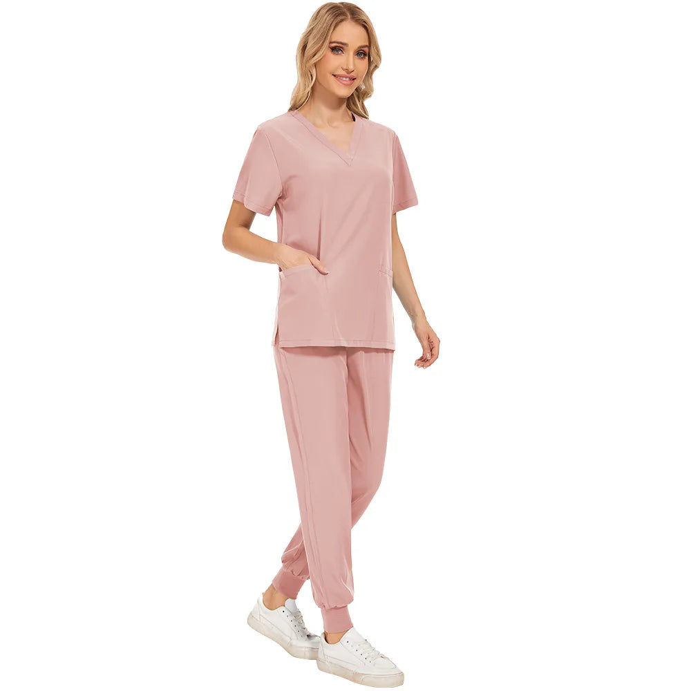 42021LW Unisex Plus Size Hot Selling Medical Scrubs Spandex Hospital Use Doctor Nurse Beauty Salon Nursing Home Caregiver Solid