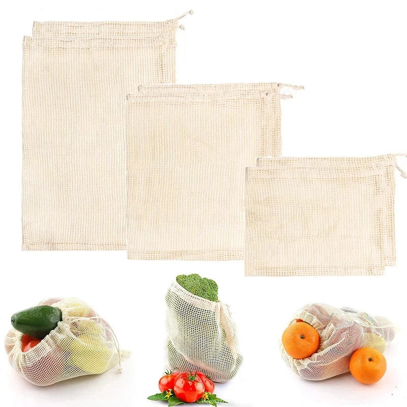 Factory Eco-Friendly Custom Packaging Gift Mesh Drawstring Bag Sustainable Cotton Produce Shopping Solution for Vegetables