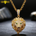 Hip Hop Gold Plated Animal Wolf Head Pendant  Pendants for Men Zircon Necklace