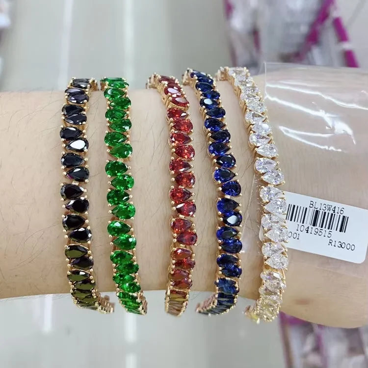 Hot Sale 4mm Round Zircon Full Drill Adjustable Crystal Tennis Bracelet for Women Birthstone Hand Jewelry