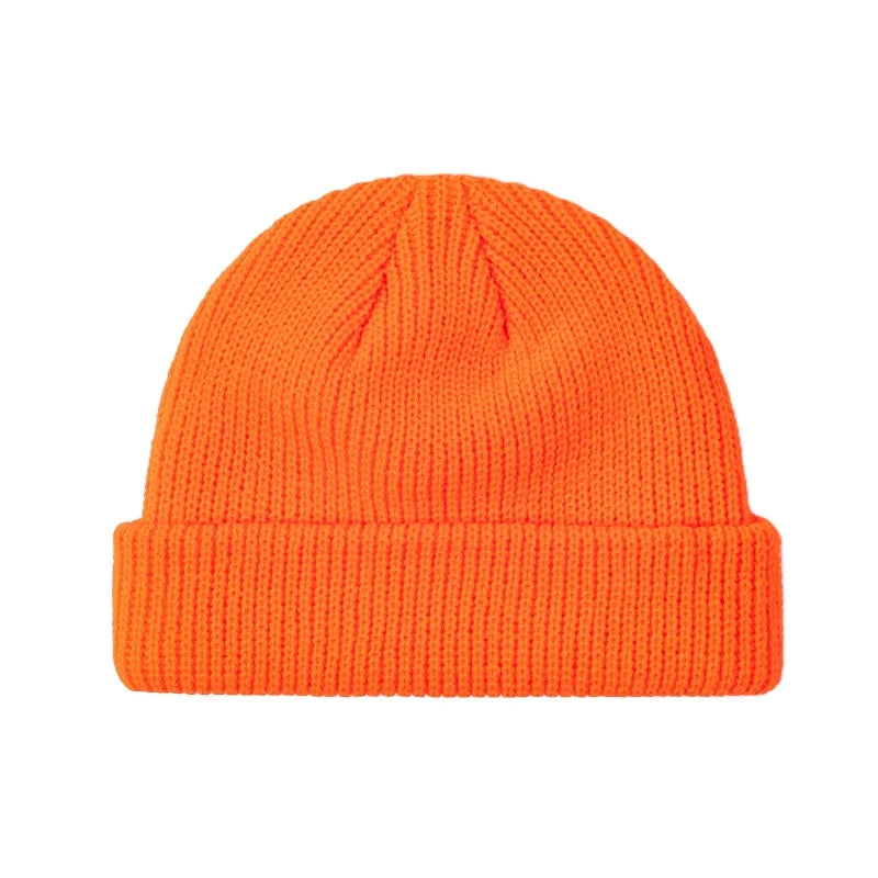 Chic Blaze Orange Beanie Hat for Adults Winter Ski Cap with Hip Pop Skull Design Chunky Stretch Knitted Fashionable for Travel