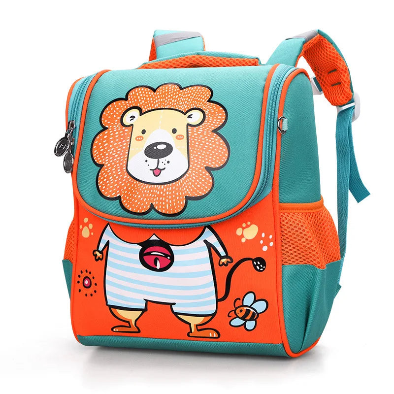 2026 New Style School Bag 3-6 Years Old Cartoon Cute Boys and Girls Backpack Nylon Animal Toy Car Children Schoolbag