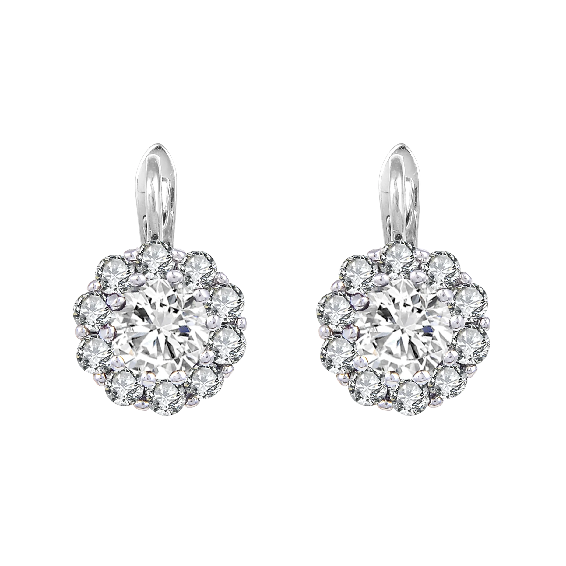 Abiding Jewelry OEM Gemstone Halo 925 Sterling Silver  Earrings Jewelry Wholesale Silver Jewelry Earring