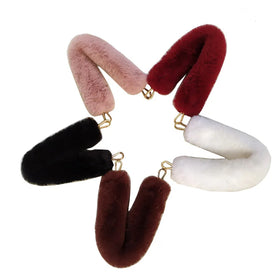 Wholesale Accessories Short Custom Resin Decorative Bag Wallet Faux Fur Charm Strap Bag Handle Bag Fur