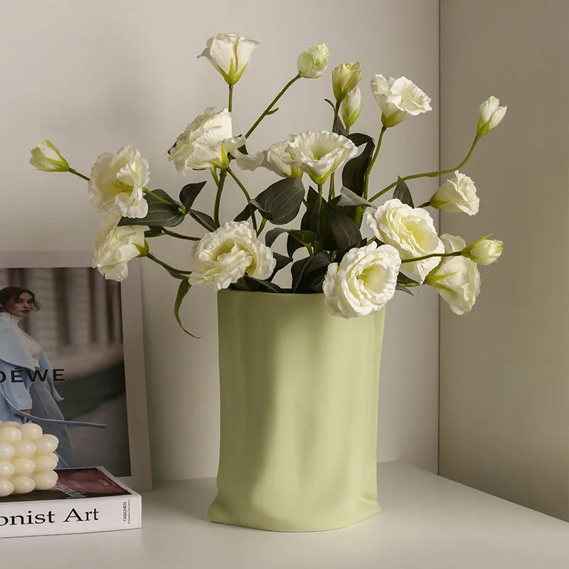 Nordic-Style Modern Glass Tabletop Vase for Home Desktop Floral Ornaments and Flower Arrangements Paper Bag Generation