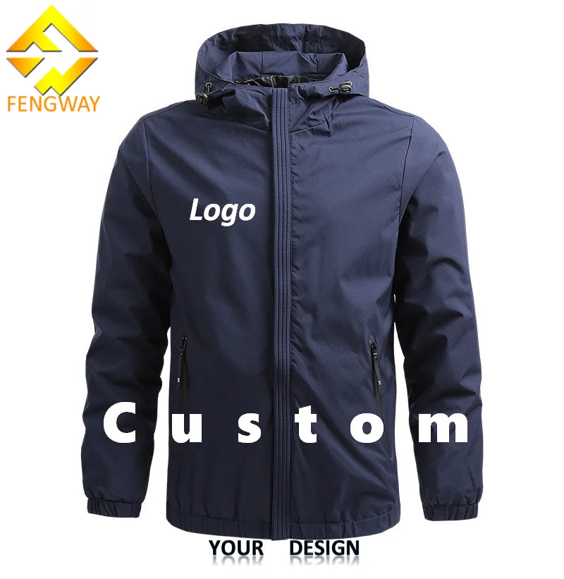 Fengway Custom Men's Casual Windproof Jacket Trendy Sports Jogger with Plain Hood for Outdoor Running in Spring