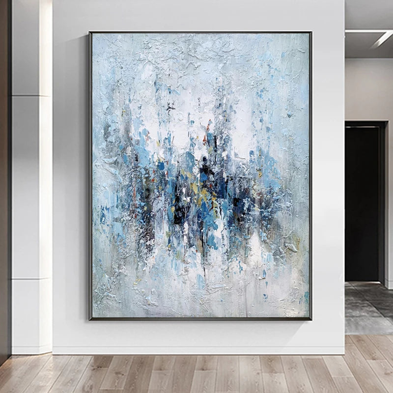 Hand Painted Nordic Morden Abstract Line Wall Art Canvas Painting Golden Art Wall Picture With Floating Frame for Living Room