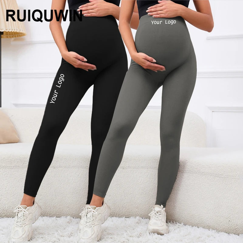 RUIQUWIN Pregnancy Yoga Gym Leggings for Women Workout Supporting Abdomen Custom Logo High Waist Yoga Tights