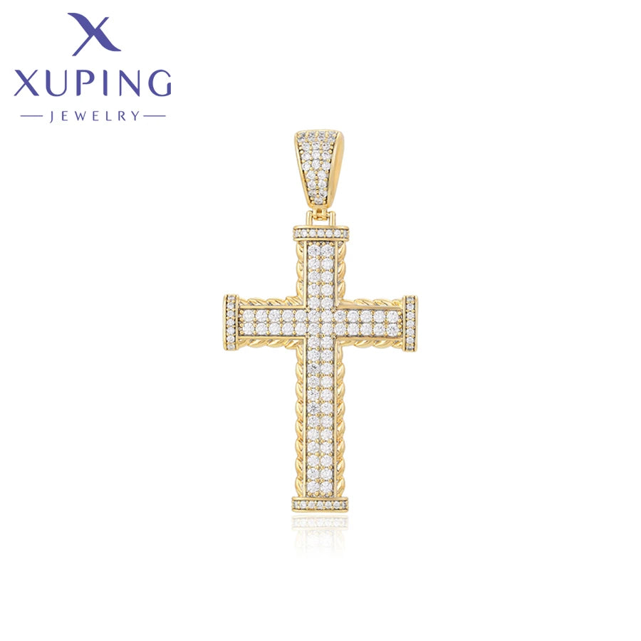 X000684859 Xuping Jewelry Fashion Iced Out Cross 14K Gold Plated Hiphop Pendant