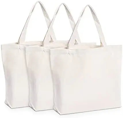 Reusable Large Customizable Canvas Tote Bags with Adjustable Buckle Blank Multi-Purpose for DIY Grocery & Shopping