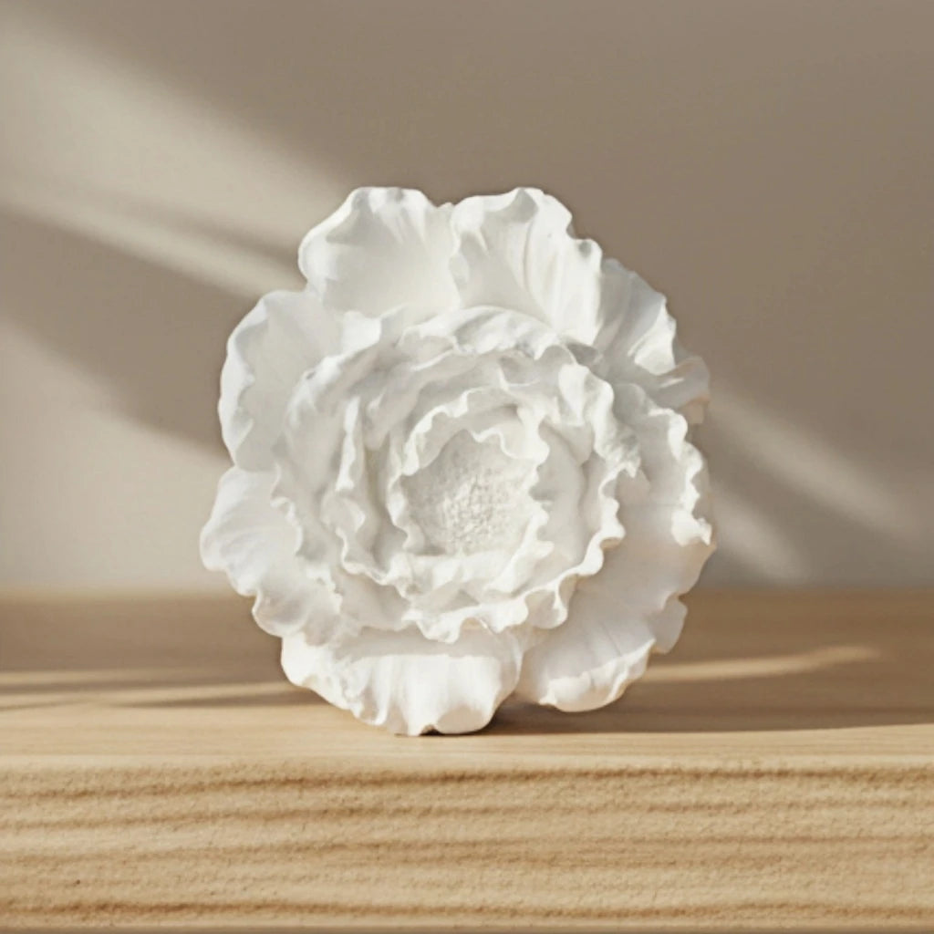 Wholesale Handmade Porcelain White Peony Flower Ceramic Scented Car Vent Air Freshener Aroma Fragrance Essential Oil Diffuser