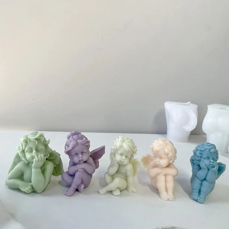 Homemade Plaster Candle Mold Simple Style Cute Angel Aromatherapy Candle Silicone Mold