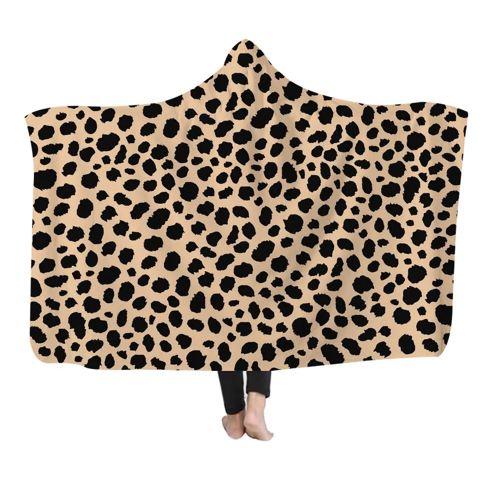 Drop Shipping Autumn and Winter Warm Small Fashion Cloak Hooded Blanket All Over Print Comfy Wearable Blanket