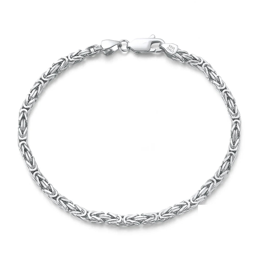 RINNTIN SB122 Handmade 14k Gold Plated 925 Sterling Silver Italian 2.5mm Flat Byzantine Bracelet