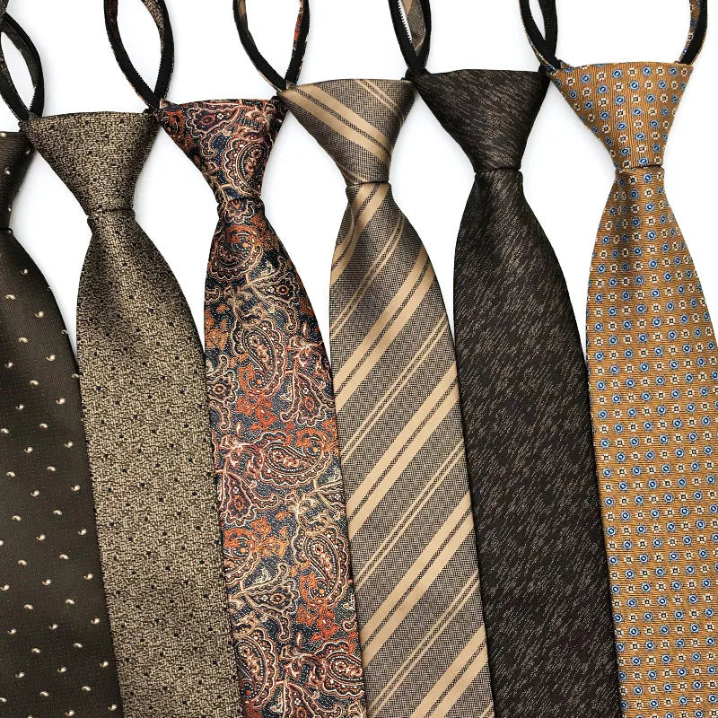 Men's Casual 8cm W Polyester Necktie Floral Jacquard Easy-to-Pull Knot-Free Zipper Convenient Work Business Career Trendy