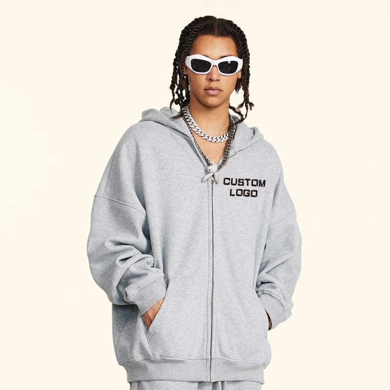 Zip up Hoodies Manufacturer Drop Shoulder  Cotton 420GSM Zip up Hoodies Heavyweight Unisex Hoodies