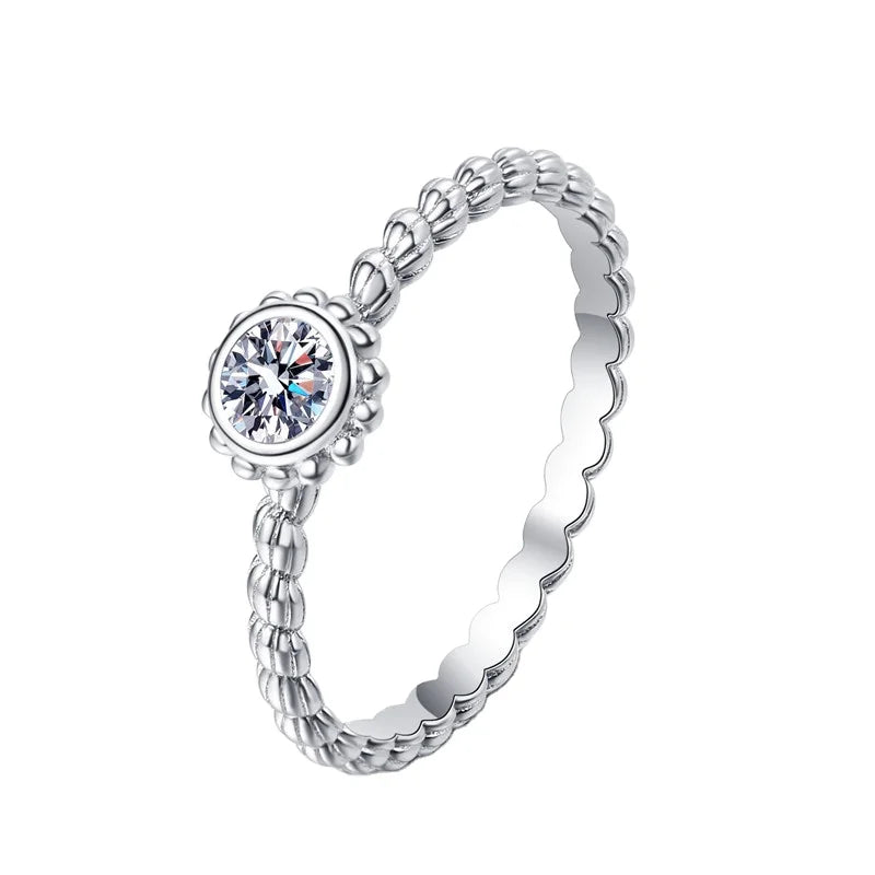 0.3Carat Wholesale Simple Design Rings 925 Sterling Sliver Moissanite Wedding Ring with GRA Certificated for Women