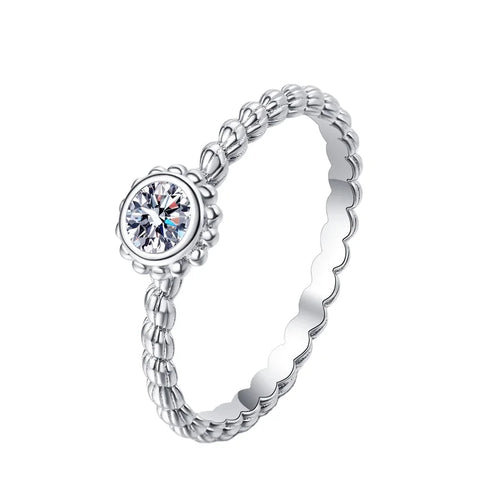 0.3Carat Wholesale Simple Design Rings 925 Sterling Sliver Moissanite Wedding Ring with GRA Certificated for Women