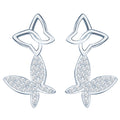 Trendy S925 Sterling Silver Butterfly Stud Earrings with Zircon Gemstone Hypoallergenic for Parties and Gifts