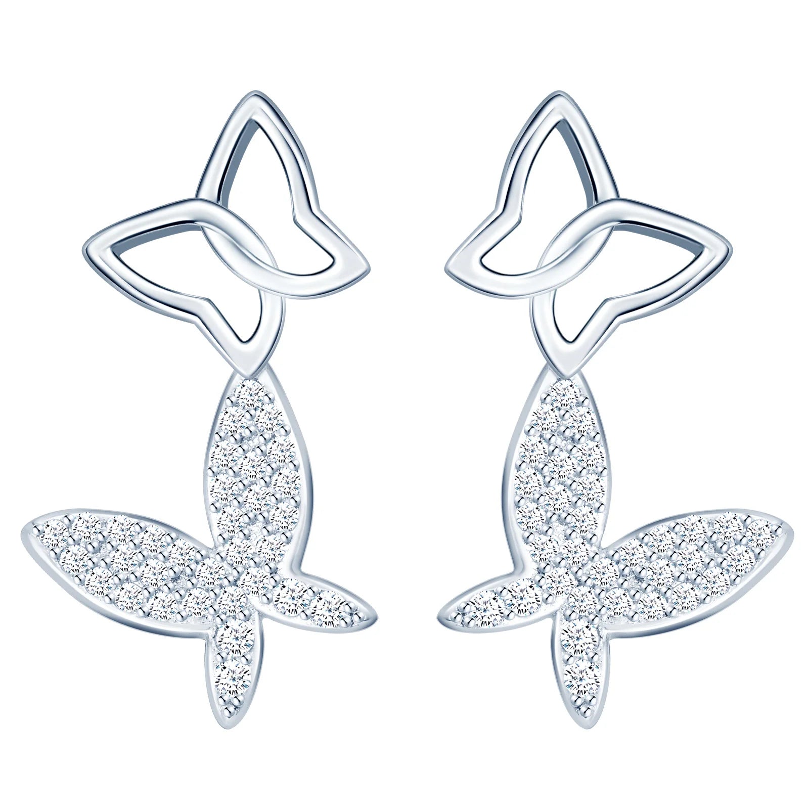 Trendy S925 Sterling Silver Butterfly Stud Earrings with Zircon Gemstone Hypoallergenic for Parties and Gifts