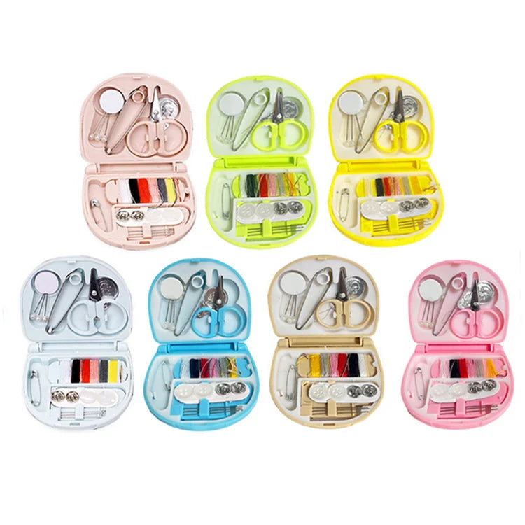 Home Hotel Use Sewing Box With Steel Needle Thread Needle Threader Buttons Pins Mini Portable Travel Sewing Kit