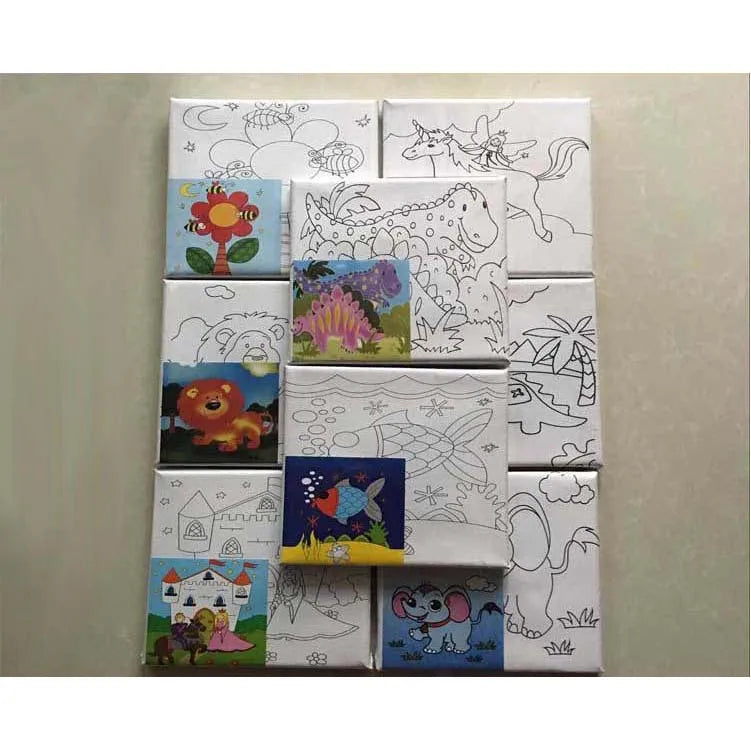 Hot Sale Blank Canvas Painting for Kids Diy Paint by Number Children Students 8 Inch by 8 Inch with Frame Pop Art Painting Kit