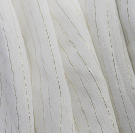 100% Pure Silk 8mm 140cm Lurex Crinkle Georgette Fabric in White Bleached PFD for Garment