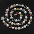 Fashion Trendy Creative Women 10mm Round Brilliant Cut Gemstone & Pearls Colorful Spring Buckle Bracelet Necklace Luxury Jewelry