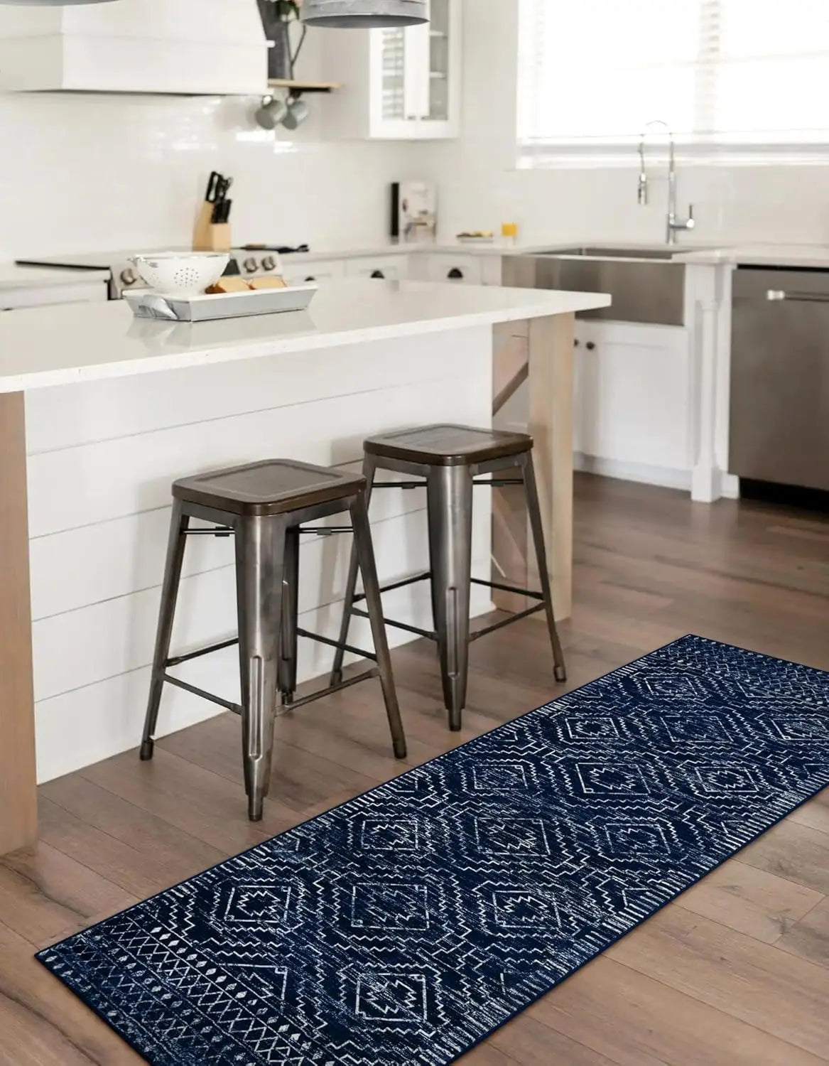 2'x6' Dark Soft Velvet Design Runner Rug Non-Slip Machine-Made Anti-Slide Kitchen Entryway Carpet Washable Bedside Area Rug Set