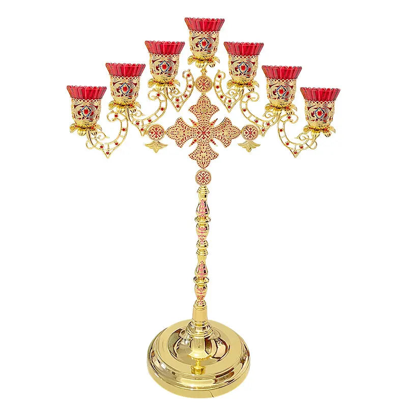 HT Orthodox Vigil Oil Lamp Orthodox Branch-shaped Oil Lamp Church Supplies Church Decorations Prayer Ceremony Easter