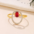 Trendy Gold Plated Stainless Steel Open Adjustable Finger Rings with Cubic Zirconia for Engagement Party Cheap Jewelry for Girls
