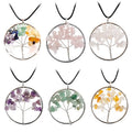 Tree Life Design Aquamarine Turquoise White Silver Gold 3cm Natural Tumbled Stone Crystal Pendant Necklace for Men Simple