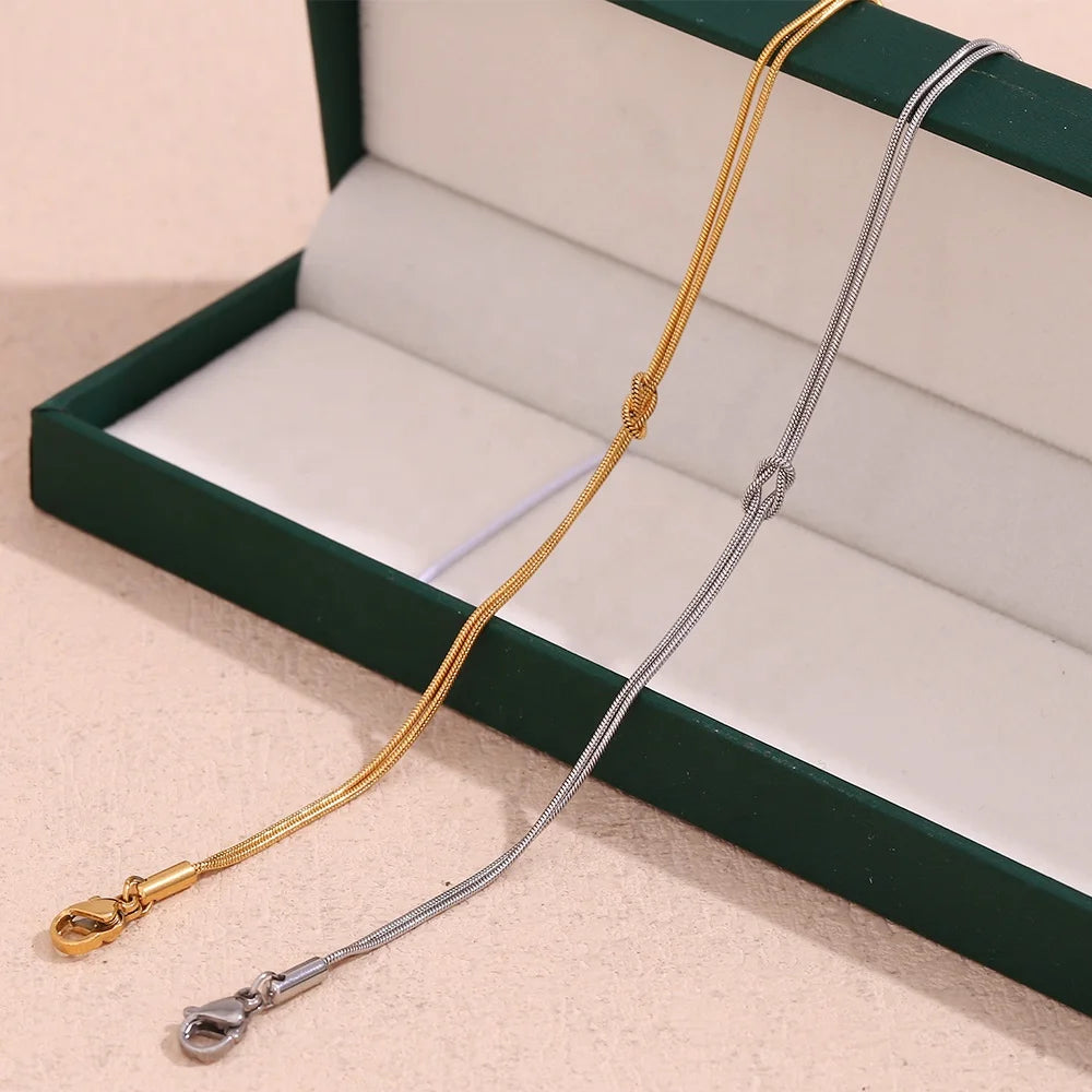 Dreamshow Minimalist Jewelry Twisted 18k Gold Plated Snake Chain Bracelet Stainless Steel Couple Jewelry