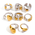 J&D Fashion Statement Two Tone Ring 18K Gold Plated Stainless Steel Double Layered Smooth Ring Stackable MegaBDM