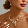 Exquisite Water Drop Jewelry Set with Diamonds: High-End Clavicle Necklace & Earrings  Shop Wholesale Accessories