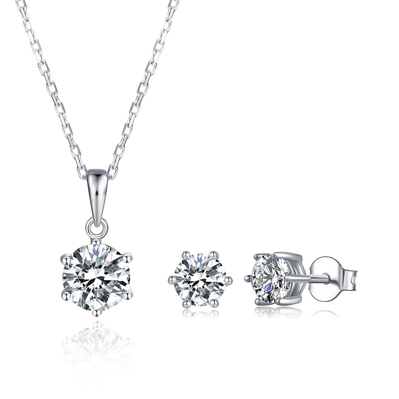 Jewelry Manufacturer Custom Jewelry Moissanite Pendant 925 Sterling Silver Necklace Earrings Set for Women