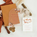 Luxury Fall Floral Terracotta Arch Clear Acrylic  With Orange Envelopes Paper Rsvp Card Faire Part Marriage Wedding Invitations