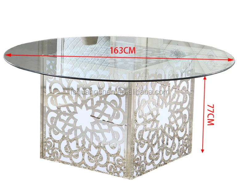 Wedding Chair LED Glass Dining Table Luxury Style Durable Customizable for Weddings Banquets Parties Hotels
