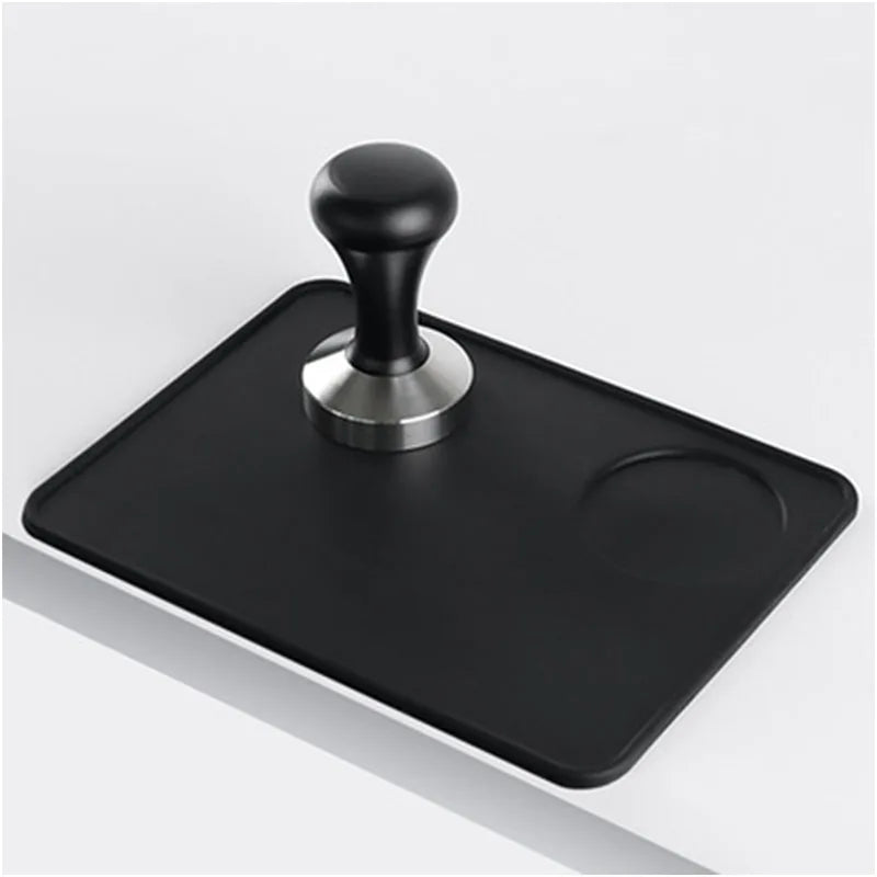 Food Grade Eco-Friendly Stocked Black Rectangle Flat Anti-Slip Espresso Silicone Coffee Tamper