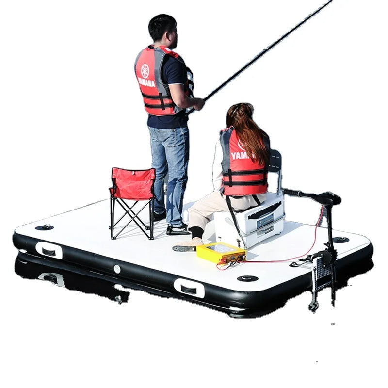 3m X 2m PVC Totally Sealed Inflatable Fishing Dock Floats with Motor Stable & Comfortable for up to 4 Passengers